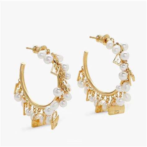 gold fendi earrings hoops|Fendi baguette earrings.